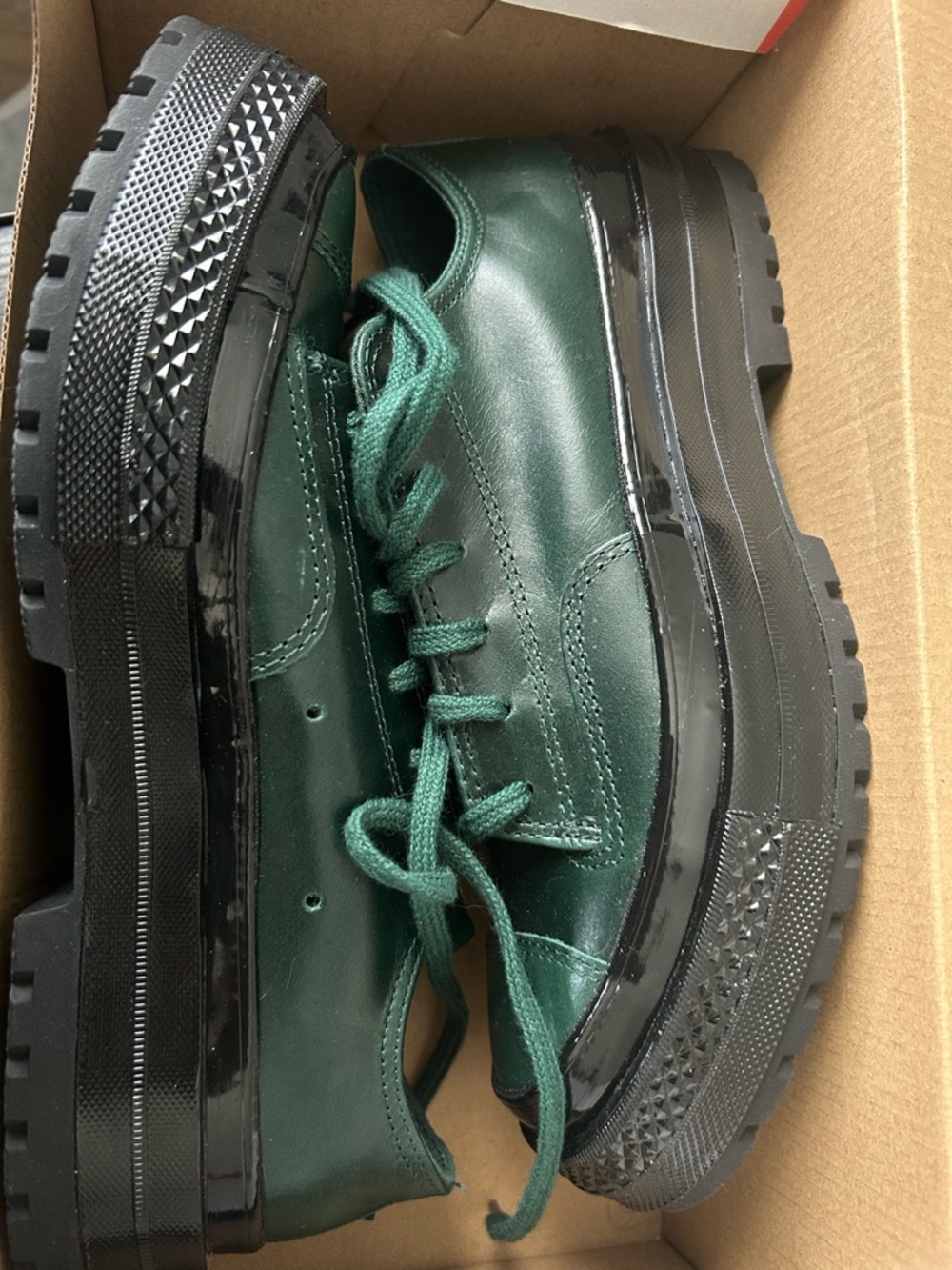 Converse Chuck 70 National OX Low Top Sneakers in Dark Green and Black Platform